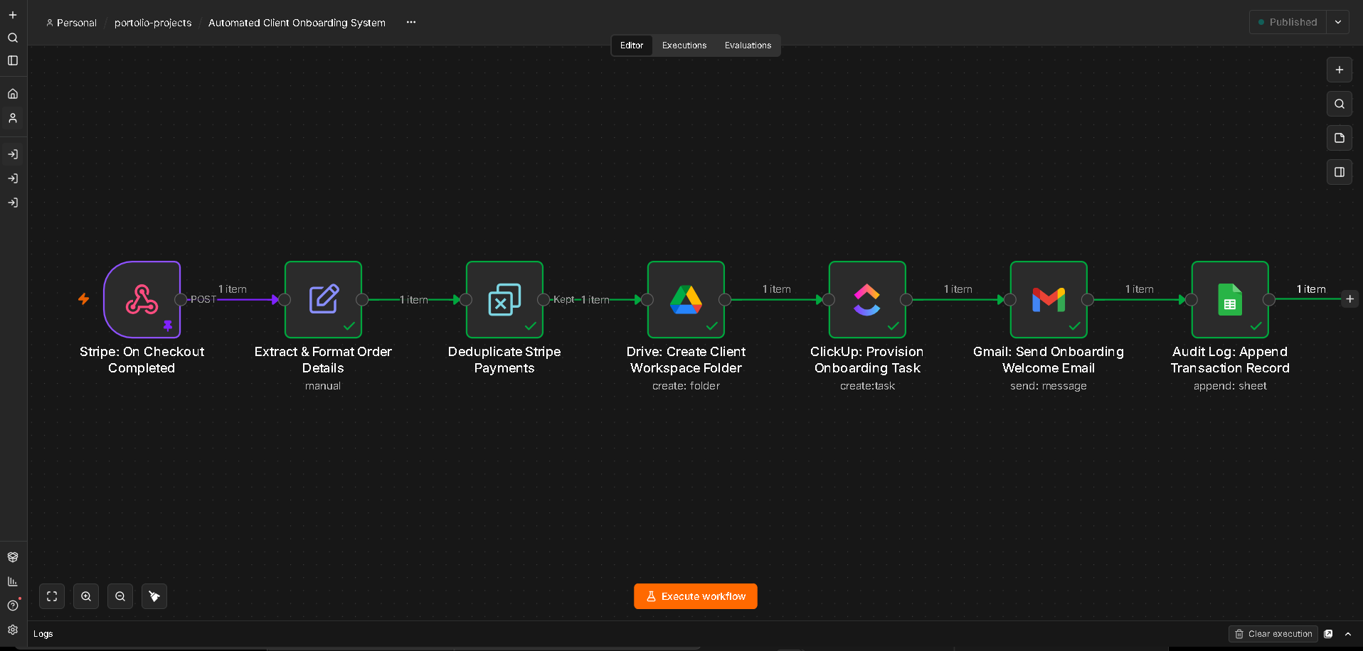 Client onboarding workflow